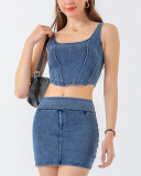 Women Sleeveless New Style Jeans U Neck Quick Dry Sports Vest S-2XL