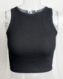 Summer Cotton New Women Sleeveless Solid Color Crop Top Sports Vest S-L