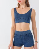 Hot Sale U Neck Women Slim Jeans Yoga Tops S-2XL