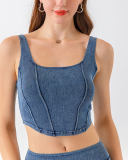 Women Sleeveless New Style Jeans U Neck Quick Dry Sports Vest S-2XL