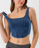 Women Sleeveless New Style Jeans U Neck Quick Dry Sports Vest S-2XL