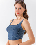 Women Sleeveless New Style Jeans U Neck Quick Dry Sports Vest S-2XL