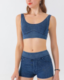 Hot Sale U Neck Women Slim Jeans Yoga Tops S-2XL