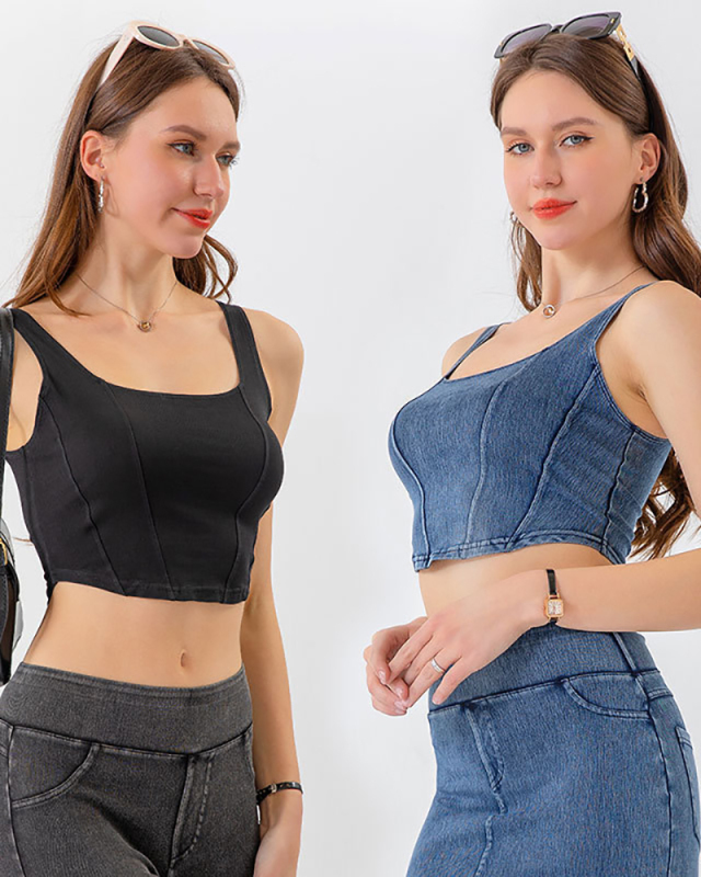 Women Sleeveless New Style Jeans U Neck Quick Dry Sports Vest S-2XL