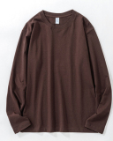 250g OEM Fabric 17 Cotton Heavyweight Blank Shirts Round Neck Long Sleeves Threaded Cuffs T-Shirts Thick Solid Color Parent-child Long Sleeves