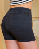 Women High Waist Yoga Hips Lift Jeans Sports Shorts S-2XL
