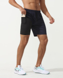 Men's Summer Loose Lined Fitness Reflective Back Zipper Running Shorts Black Red Navy Blue Gray S-2XL