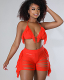 Crochet Women New Fringe Two Piece Short Set