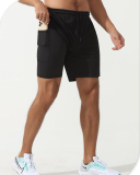 Men's Summer Loose Lined Fitness Reflective Back Zipper Running Shorts Black Red Navy Blue Gray S-2XL