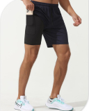 Men's Summer Loose Lined Fitness Reflective Back Zipper Running Shorts Black Red Navy Blue Gray S-2XL