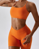 Women Sports Running Solid Color Sling Bra Shorts Sets Yoga Two-piece Sets S-XL