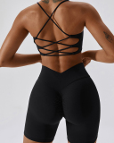 Women Sports Running Solid Color Sling Bra Shorts Sets Yoga Two-piece Sets S-XL