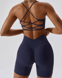 Women Sports Running Solid Color Sling Bra Shorts Sets Yoga Two-piece Sets S-XL