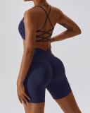 Women Sports Running Solid Color Sling Bra Shorts Sets Yoga Two-piece Sets S-XL