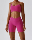 Women Sports Running Solid Color Sling Bra Shorts Sets Yoga Two-piece Sets S-XL