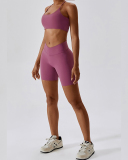 Women Sports Running Solid Color Sling Bra Shorts Sets Yoga Two-piece Sets S-XL