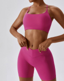 Women Sports Running Solid Color Sling Bra Shorts Sets Yoga Two-piece Sets S-XL