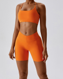 Women Sports Running Solid Color Sling Bra Shorts Sets Yoga Two-piece Sets S-XL