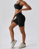Women Sports Running Solid Color Sling Bra Shorts Sets Yoga Two-piece Sets S-XL