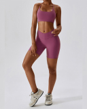 Women Sports Running Solid Color Sling Bra Shorts Sets Yoga Two-piece Sets S-XL