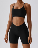 Women Sports Running Solid Color Sling Bra Shorts Sets Yoga Two-piece Sets S-XL