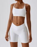 Women Sports Running Solid Color Sling Bra Shorts Sets Yoga Two-piece Sets S-XL