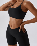 Women Sports Running Solid Color Sling Bra Shorts Sets Yoga Two-piece Sets S-XL