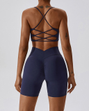 Women Sports Running Solid Color Sling Bra Shorts Sets Yoga Two-piece Sets S-XL