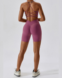 Women Sports Running Solid Color Sling Bra Shorts Sets Yoga Two-piece Sets S-XL