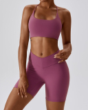 Women Sports Running Solid Color Sling Bra Shorts Sets Yoga Two-piece Sets S-XL