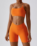 Women Sports Running Solid Color Sling Bra Shorts Sets Yoga Two-piece Sets S-XL