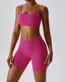 Women Sports Running Solid Color Sling Bra Shorts Sets Yoga Two-piece Sets S-XL