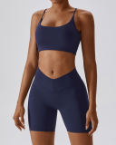 Women Sports Running Solid Color Sling Bra Shorts Sets Yoga Two-piece Sets S-XL