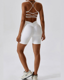 Women Sports Running Solid Color Sling Bra Shorts Sets Yoga Two-piece Sets S-XL