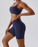 Women Sports Running Solid Color Sling Bra Shorts Sets Yoga Two-piece Sets S-XL