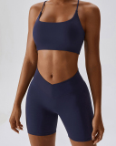 Women Sports Running Solid Color Sling Bra Shorts Sets Yoga Two-piece Sets S-XL
