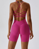 Women Sports Running Solid Color Sling Bra Shorts Sets Yoga Two-piece Sets S-XL