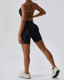 Women Sports Running Solid Color Sling Bra Shorts Sets Yoga Two-piece Sets S-XL