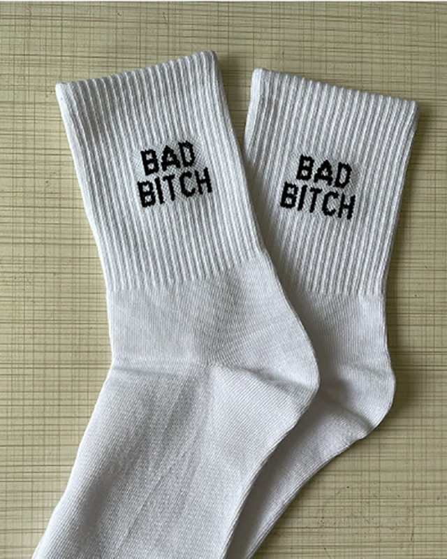 Letter Rib Knit Socks & Tights