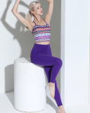 Women Printed Strap Vest Two Piece Pants Sets Purple S-L