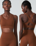 Hot Sale Breathable X Back Sports Bra Yoga Tops Back Zipper S-XL