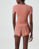 Women O-Neck Short Sleeve Quick Dry Two-Piece Sets Lined Shorts Sets S-XL