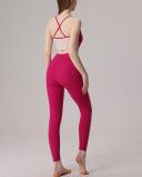 Women Ruched Sleeveless Yoga Two-piece Pants Sets S-L