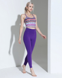 Women Printed Strap Vest Two Piece Pants Sets Purple S-L