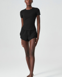 Women O-Neck Short Sleeve Quick Dry Two-Piece Sets Lined Shorts Sets S-XL