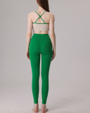 Women Ruched Sleeveless Yoga Two-piece Pants Sets S-L