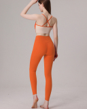 Women Ruched Sleeveless Yoga Two-piece Pants Sets S-L