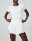 Women O-Neck Short Sleeve Quick Dry Two-Piece Sets Lined Shorts Sets S-XL