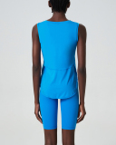 Women Running Sleeveless Vest Solid Color Yoga Two-piece Shorts Sets S-XL