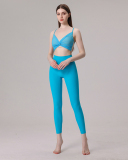 Women Ruched Sleeveless Yoga Two-piece Pants Sets S-L